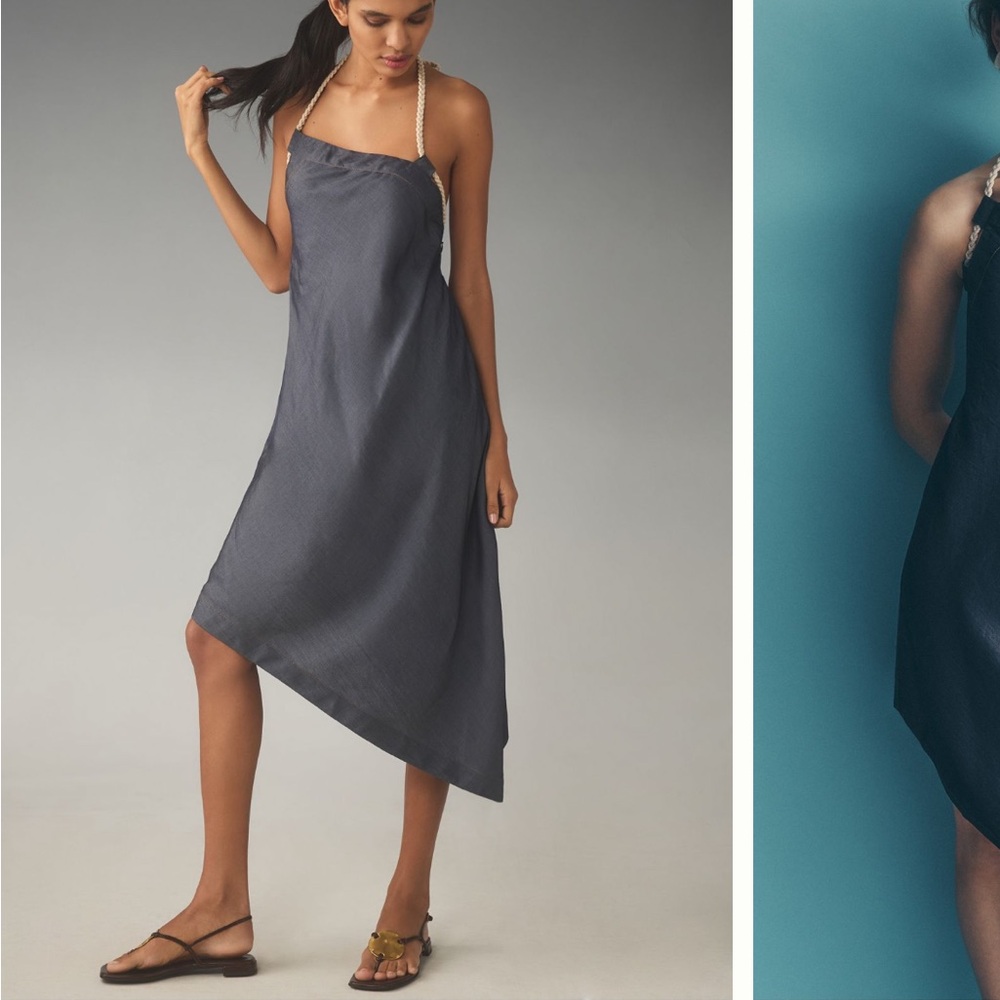 Anthropologie Rope Neck Asymmetrical MIDI Dress